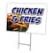 Signmission Chicken & French Fries Yard & Stake outdoor plastic coroplast window, C-1216 Chicken & French Fries C-1216 Chicken & French Fries - alternate 1
